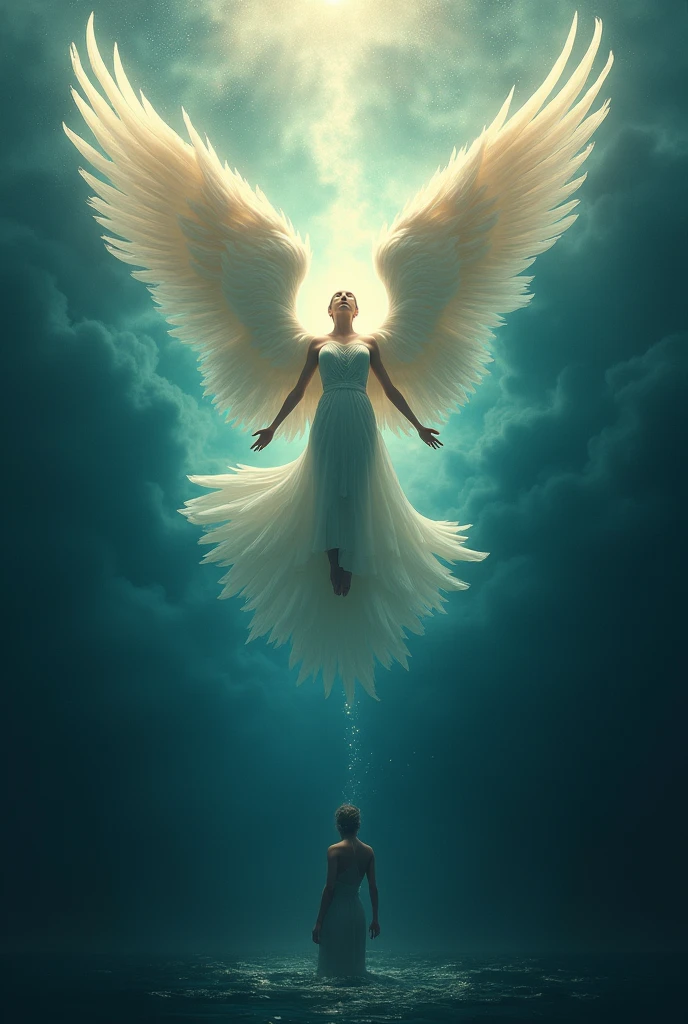 The wings that God gave him Flapped wide and wide His soul rose to heaven ,
His body went down to the sea