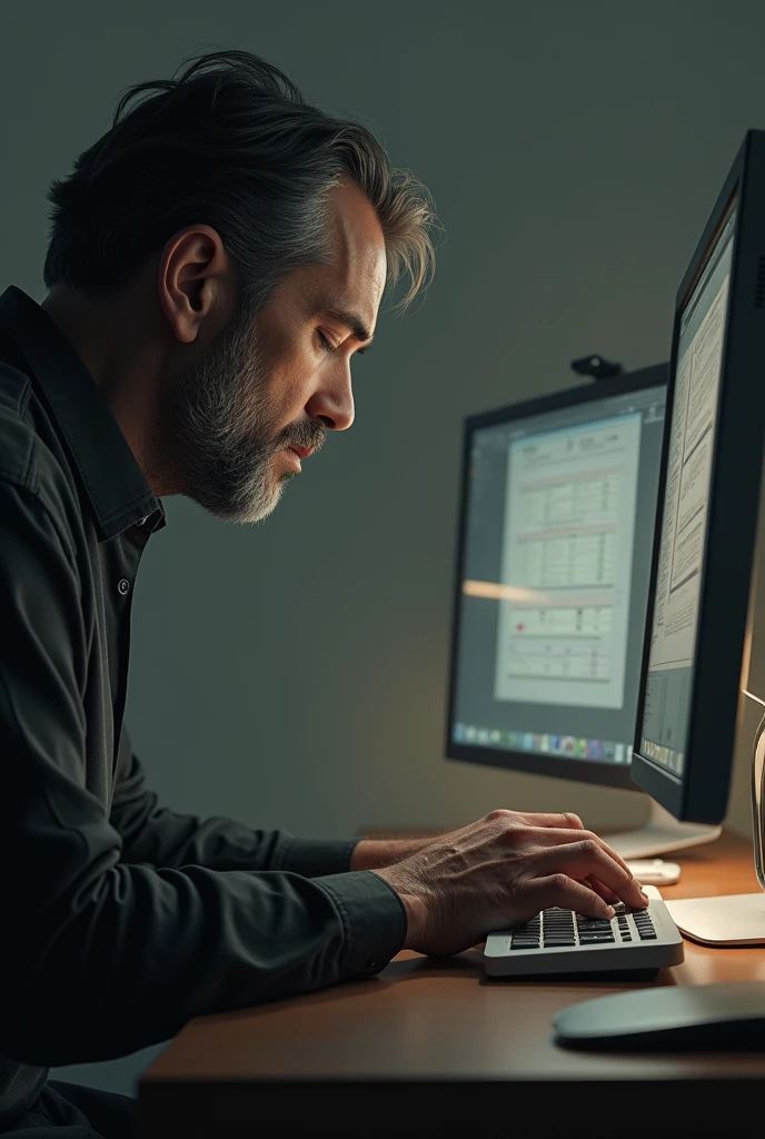 image of a blind man writing on a computer in braille