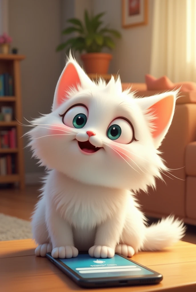 White cat NARRATOR
(relieved)
"Thanks to this tiny hero, your phone's ready to go!"