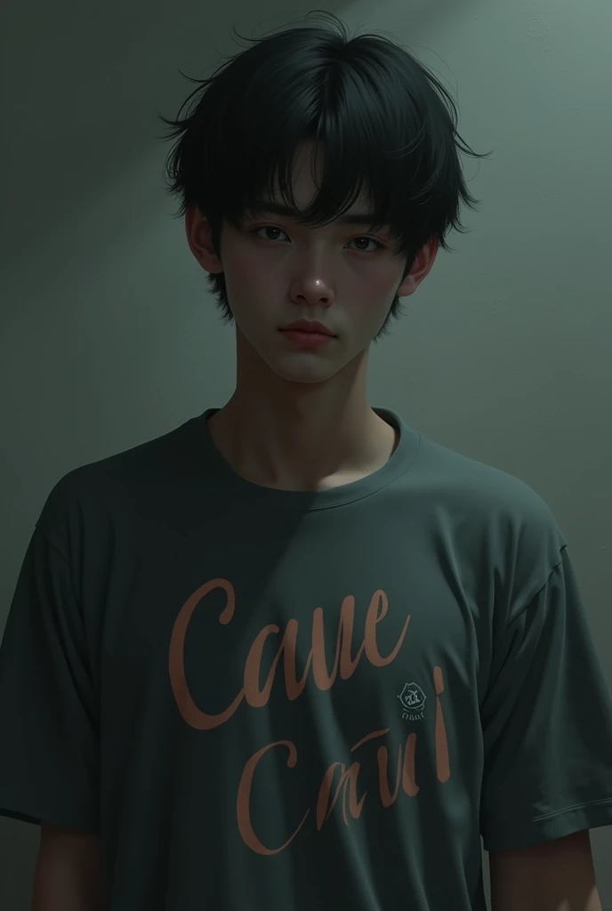 20 year old man with depression wearing a shirt with Cauã written on it