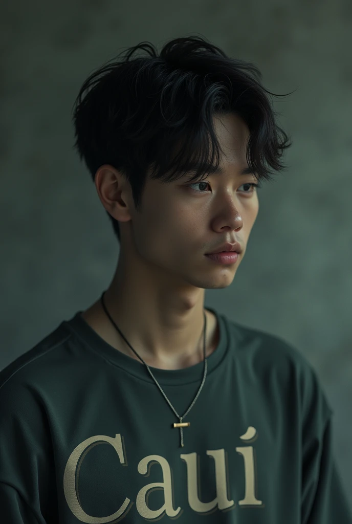 20 year old man with depression wearing a shirt with Cauã written on it