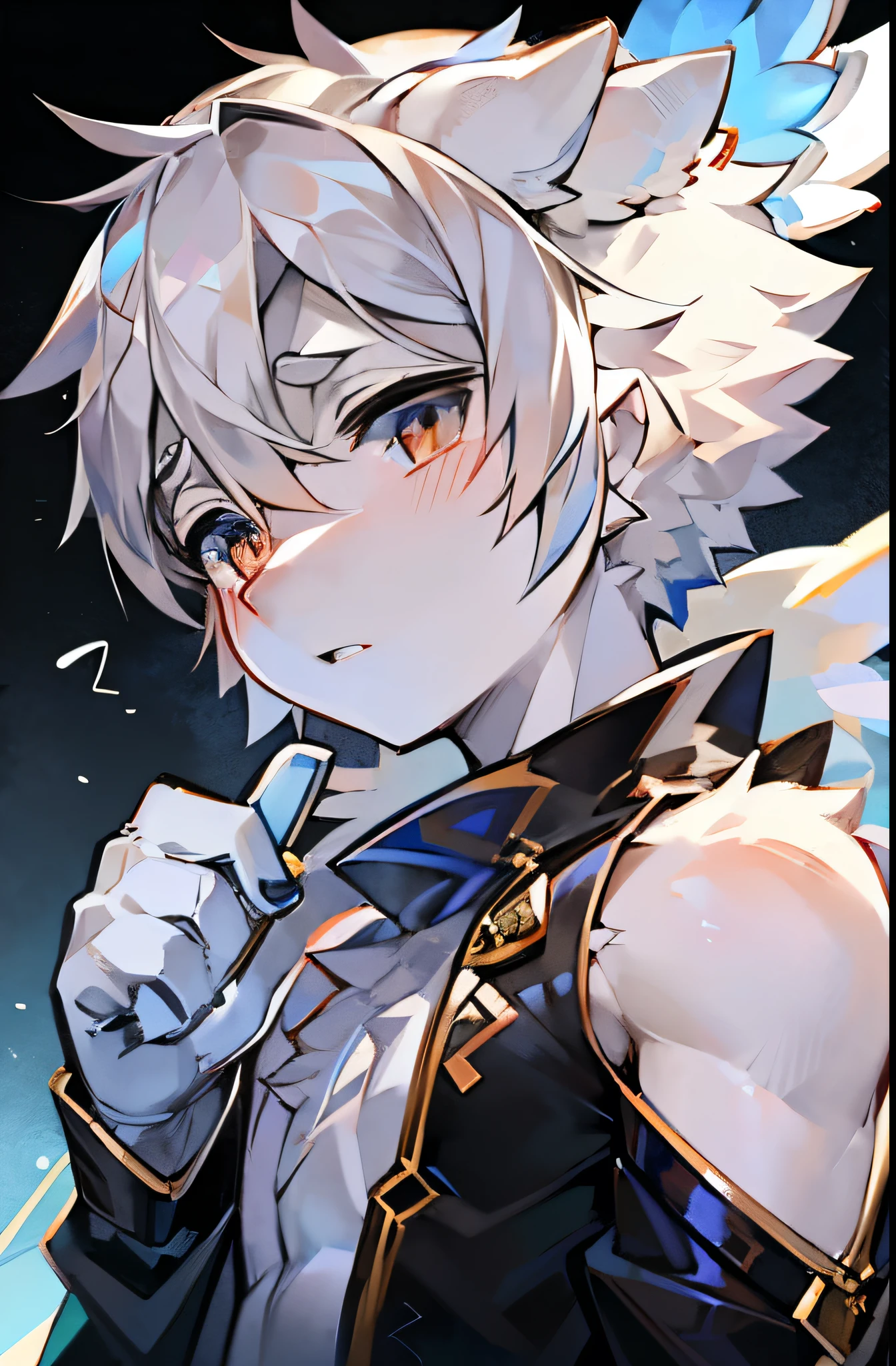 male、Silver Hair、Angel's wing、It feels like I'm falling、whole body