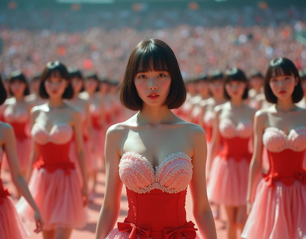 (((((Japanese Clone-girls=Myself))))), (((Super Best masterpiece Clone-girls Raw Photography Art))), (((16K, Highest quality, Ultra-high resolution, RAW Photos))), (((It&#39;s so unrealistic., With unparalleled depiction, With an unfathomable sight, An unprecedented and shocking worldview, Clone-girls: In a world of mass reproduction, Ultra-realistic))), (((Japanese Girls, Yokoyama-Yui, 22yo, Small face, Thick black hair, Semi-long hair, Dark Eyes, Mature face, Cute Smile, Smiling face, A gentle gaze, (((Very pleasant look)))))), (((Very beautiful detailed girls, Accurate body structure, Accurate body movements, Very detailed body, (((Super big breasts, Large bulge of ample breasts)))))), (((Nogizaka46 - Idol group stage costumes, Short skirt, hour々I can see your pants, Cleavage Emphasis, Emphasise the fullness of your breasts))), ((((((((Very detailed, Myself cloning, Depiction of splitting oneself, 1Myself girl→1,000,000,000,000,000,000,000,000,000,000Myself cloning girls)))))))), (((((((Myself clone-girlsから, Myself keeps multiplying, (Very detailed and intricate, To the exact, Flawless, (((In the same female body,With the same face, With the same hairstyle, In the same clothes, At the same height, 同じSuper big breastsである))), In a detailed depiction), 1,000,000,000,000,000,000,000,000,000,000 people))))))), (((((Myself girls only))))), (((((1,000,000,000,000,000,000,000,000,000,000Myself girls))))), (((((Very detailed depiction, A singing and dancing Myself idol group, On a large outdoor stage, A splendid dance performance, Over 100 people, Gaze into the audience, Fun and powerful singing, Dance with unified group movements))))), (((Very detailed, The auditorium is packed, The whole audience is Myself&#39;s crowd, Dressed differently from idol groups))), (((((The camera focuses on idol groups., Clear and accurate perspective depiction, Ultra-wide field of view, Focus on the average value of the image))))), The best dance performance ever, Myself and the others were going crazy and the atmosphere was at its peak.