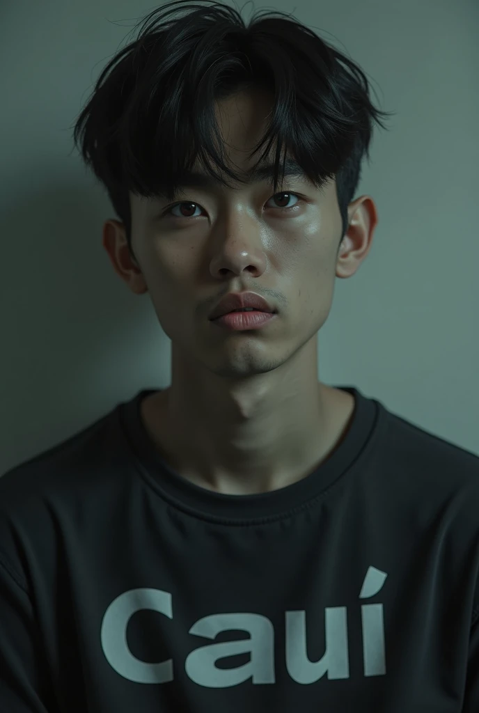 20 year old man with depression wearing a shirt with Cauã written on it