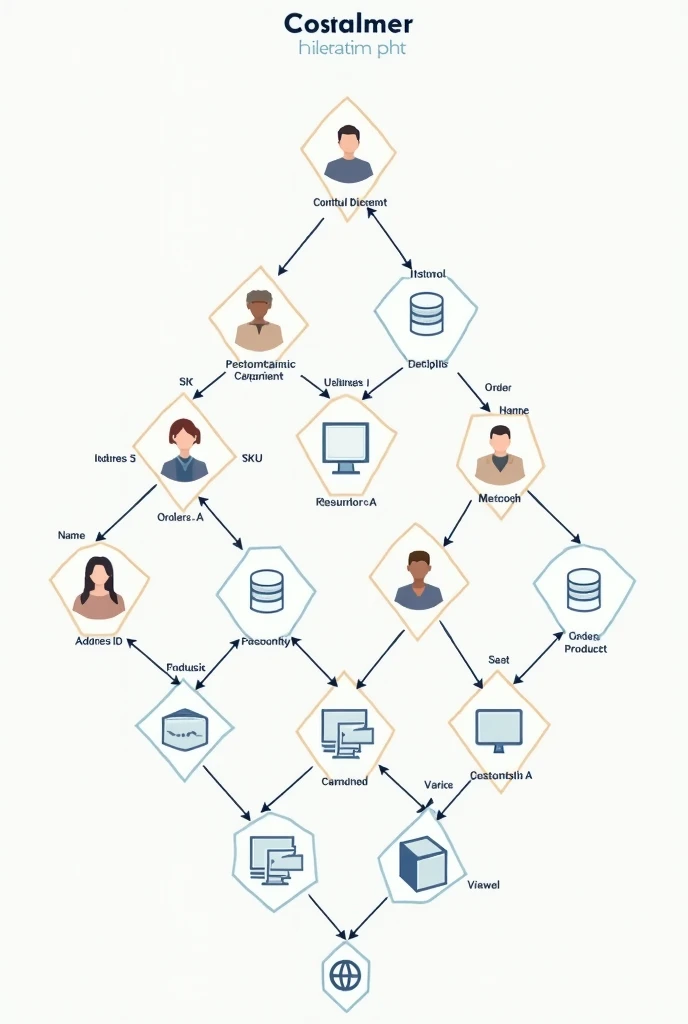 Design the entity-relationship model of a database for a small company that contains information about customers., products and orders, Considering identification data, Location and payment method information, includes the rhombuses that determine the interconnection of entities 