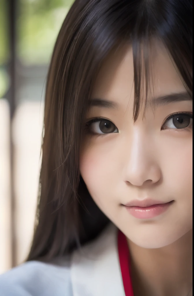 best quality, face focus, soft light, ultra high res, (photorealistic:1.4), RAW photo,(Shinozaki Ai), (fair skin), (kawaii),
1 Japanese girl, solo, cute, smile, (pupil, lights in the eyes), detailed beautiful face, Medium-sized breasts,(high resolution detail of human skin texture),(long hair),(portrait), upper body, white traditional kimono, A face drawn large on the screen