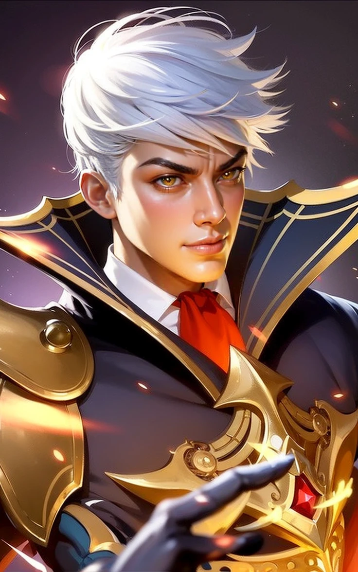a man in a white suit and red scarf holding a sword, son of sparda, handsome guy in demon slayer art, key anime art, keqing from genshin impact, ig model | artgerm, rossdraws 1. 0, rossdraws 2. 0, sakimichan frank franzzeta, heise jinyao, rossdraws digital painting