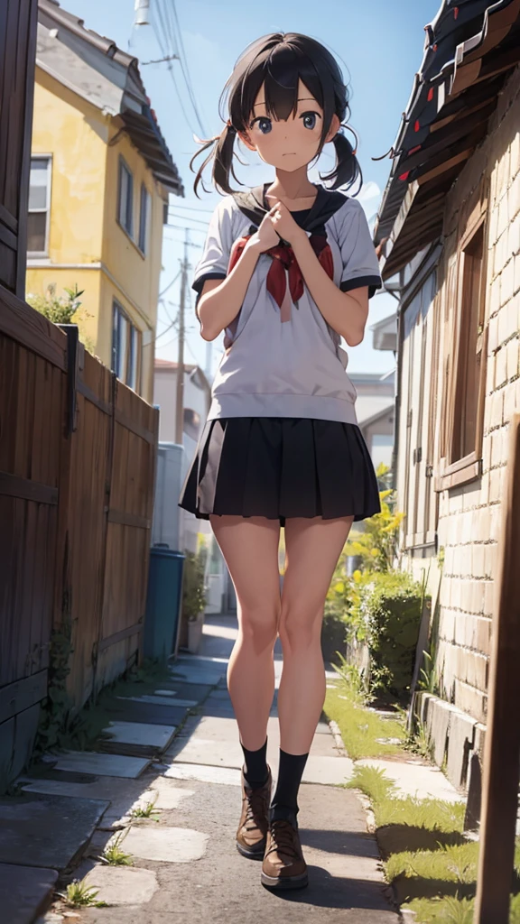 (((masterpiece, Highest quality, High resolution, 超High resolution, Perfect Pixel, Depth of written boundary, 4K, RTTX 10.0))), Beautiful Anime Women, Beautiful art style, Anime characters, ((Smooth texture, Realistic texture, Anime CG Style)), Exact finger count、Exact number of legs、(Exact number of arms:1.0, Exact number of hands:1.0), (Perfect hands, Perfect Anatomy), Cinematic, Realistic, Extremely detailed CG, Daytime lighting, Perfect lighting, Best Shadow, The best natural light, whole body, Perfectly balanced style, A perfectly balanced body, (Slender body:1.2), whole body, ((bangs, Dark brown hair, Stylish and cute hairstyle)), (Beautiful Face), (Detailed face), ((A pretty woman is standing with her legs crossed, holding her skirt:1.3)), (Fashionable white shirt, Sailor collar, Knee-high socks, loafers, Navy pleated mini skirt:1.3), (Beautiful big boobs:1.1), ((Embarrassed expression:1.4)), (sexual pleasure expression:1.4), (A patient expression:1.3), (Look up, Mouth half open, blush), (In the school classroom:1.3), (pussy juice:1.3), Angle from the front, remote_vibrating, chizuru