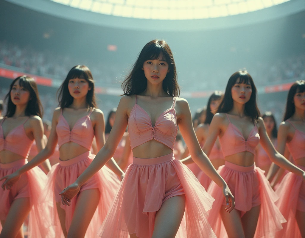 (((((Japanese Clone-girls=Myself))))), (((Super Best masterpiece Clone-girls Raw Photography Art))), (((16K, Highest quality, Ultra-high resolution, RAW Photos))), (((It's so unrealistic., With unparalleled depiction, With an unfathomable sight, An unprecedented and shocking worldview, Clone-girls: In a world of mass reproduction, Ultra-realistic))), (((Japanese Girls, Yokoyama-Yui, 22yo, Small face, Thick black hair, Semi-long hair, Dark Eyes, Mature face, Cute Smile, Smiling face, A gentle gaze, (((Very pleasant look)))))), (((Very beautiful detailed girls, Accurate body structure, Accurate body movements, Very detailed body, (((Super big breasts, Large bulge of ample breasts)))))), (((Nogizaka46 - Idol group stage costumes, Short skirt, hour々I can see your pants, Cleavage Emphasis, Emphasise the fullness of your breasts))), ((((((((Very detailed, Myself cloning, Depiction of splitting oneself, 1Myself girl→1,000,000,000,000,000,000,000,000,000,000Myself cloning girls)))))))), (((((((Myself clone-girlsから, Myself keeps multiplying, (Very detailed and intricate, To the exact, Flawless, (((In the same female body,With the same face, With the same hairstyle, In the same clothes, At the same height, 同じSuper big breastsである))), In a detailed depiction), 1,000,000,000,000,000,000,000,000,000,000 people))))))), (((((Myself girls only))))), (((((1,000,000,000,000,000,000,000,000,000,000Myself girls))))), (((((Very detailed depiction, A singing and dancing Myself idol group, On a large outdoor stage, A splendid dance performance, Over 100 people, Gaze into the audience, Fun and powerful singing, Dance with unified group movements))))), (((Very detailed, The auditorium is packed, The whole audience is Myself's crowd, Dressed differently from idol groups))), (((((The camera focuses on idol groups., Clear and accurate perspective depiction, Ultra-wide field of view, wide view, Focus on the average value of the image))))), The best dance performance ever, Myself and the others were going crazy and the atmosphere was at its peak.