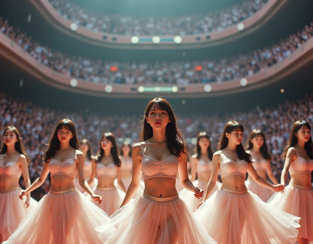 (((((Japanese Clone-girls=Myself))))), (((Super Best masterpiece Clone-girls Raw Photography Art))), (((16K, Highest quality, Ultra-high resolution, RAW Photos))), (((It's so unrealistic., With unparalleled depiction, With an unfathomable sight, An unprecedented and shocking worldview, Clone-girls: In a world of mass reproduction, Ultra-realistic))), (((Japanese Girls, Yokoyama-Yui, 22yo, Small face, Thick black hair, Semi-long hair, Dark Eyes, Mature face, Cute Smile, Smiling face, A gentle gaze, (((Very pleasant look)))))), (((Very beautiful detailed girls, Accurate body structure, Accurate body movements, Very detailed body, (((Super big breasts, Large bulge of ample breasts)))))), (((Nogizaka46 - Idol group stage costumes, Short skirt, hour々I can see your pants, Cleavage Emphasis, Emphasise the fullness of your breasts))), ((((((((Very detailed, Myself cloning, Depiction of splitting oneself, 1Myself girl→1,000,000,000,000,000,000,000,000,000,000Myself cloning girls)))))))), (((((((Myself clone-girlsから, Myself keeps multiplying, (Very detailed and intricate, To the exact, Flawless, (((In the same female body,With the same face, With the same hairstyle, In the same clothes, At the same height, 同じSuper big breastsである))), In a detailed depiction), 1,000,000,000,000,000,000,000,000,000,000 people))))))), (((((Myself girls only))))), (((((1,000,000,000,000,000,000,000,000,000,000Myself girls))))), (((((Very detailed depiction, A singing and dancing Myself idol group, On a large outdoor stage, A splendid dance performance, Over 100 people, Gaze into the audience, Fun and powerful singing, Dance with unified group movements))))), (((Very detailed, The auditorium is packed, The whole audience is Myself's crowd, Dressed differently from idol groups))), (((((The camera focuses on idol groups., Clear and accurate perspective depiction, Ultra-wide field of view, wide view, Focus on the average value of the image))))), The best dance performance ever, Myself and the others were going crazy and the atmosphere was at its peak.