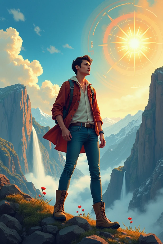 Give me a poster that symbolize characteristics traits like optimistic risk taker knowledgeable
