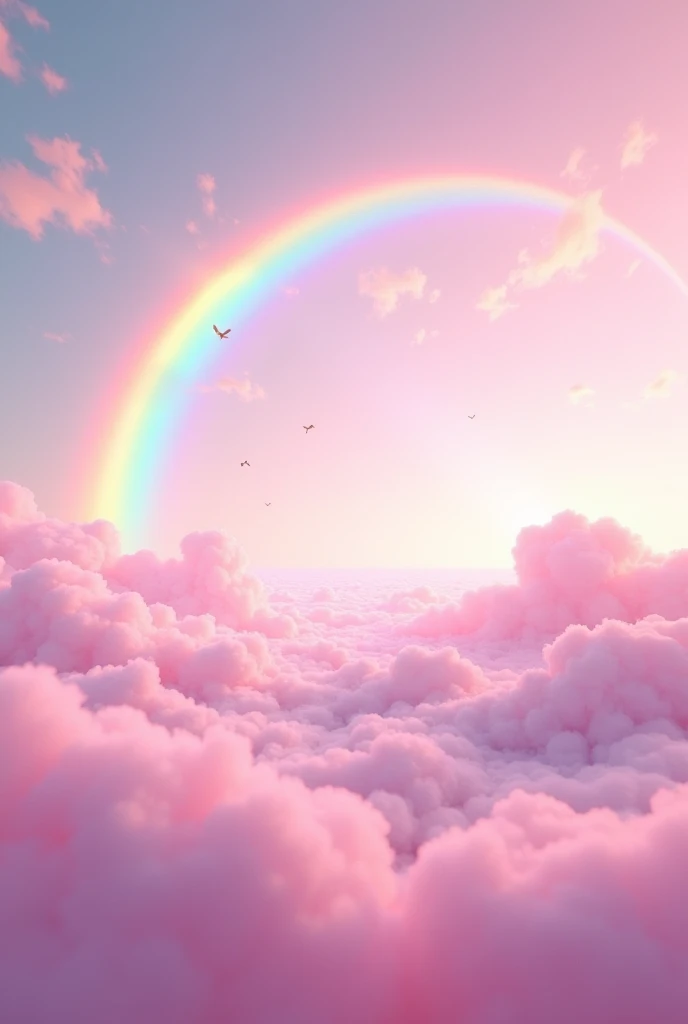 Rainbow and pink sky