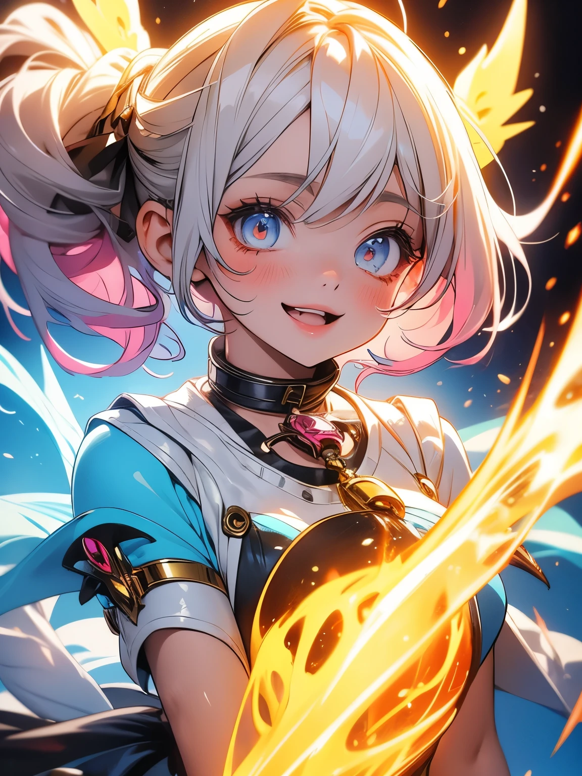 Cute fantasy anime girl, electric, thunderbolt