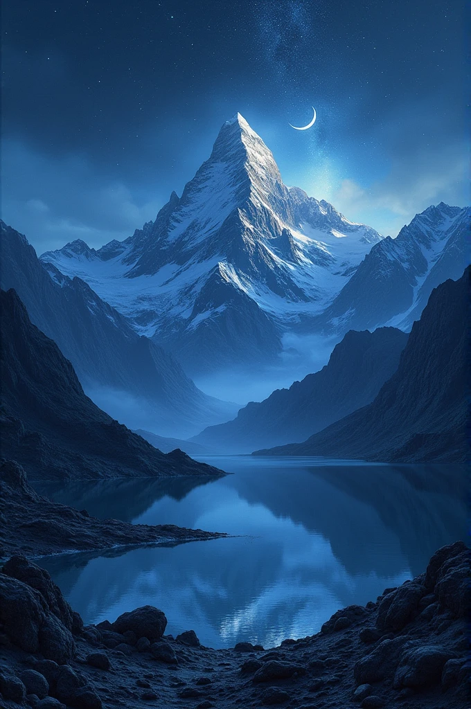 View of the mountains at night 