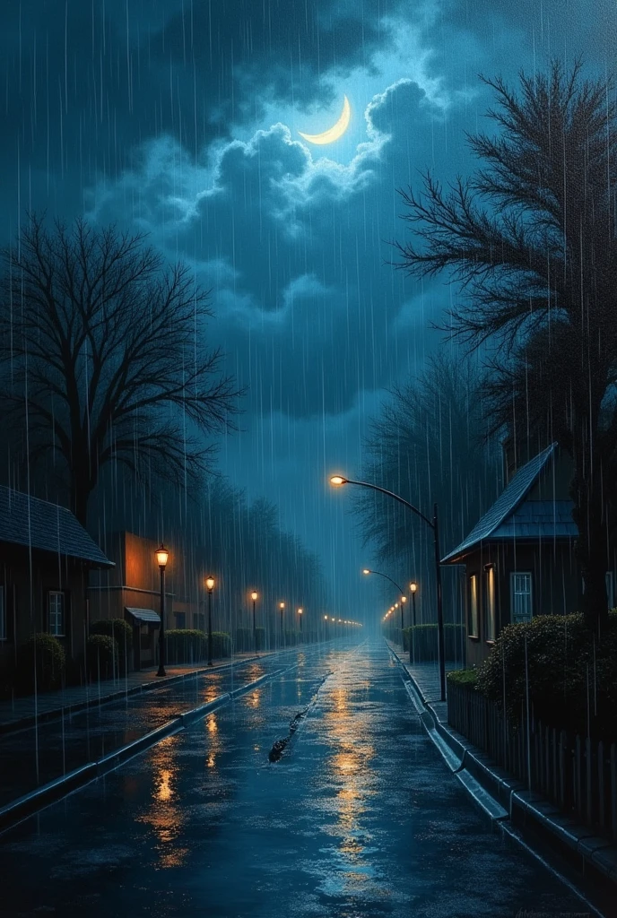 Night dark rain storm acryllic