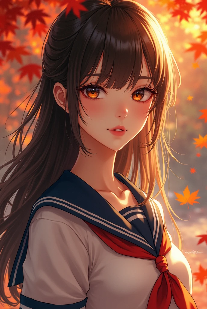 (masterpiece,Highest quality:1.4),(8k,RAW Photos,Photorealistic:1.4),Ultra-high resolution, ,(Glowing Skin:1.4),Detailed肌,Detailed顔,Detailed目,(Beautiful and shining eyes:1.2),Symmetrical eyes,Detailed耳,One person,Natural Makeup,(((Junior idol))),,Detailed背景,Vivid background,Beautiful and shiny hair,,((Average teenage breasts)),,(Detailed Sailor uniform,Realistic beautiful teen,Maple leaves falling background,mysterious,whole body),,((Sharp Face)),Natural light,Ms. Haikara,(Very detailed ,,online shopping,LUMINE® Market,),,,Professional,(Detailed,Location was great.),