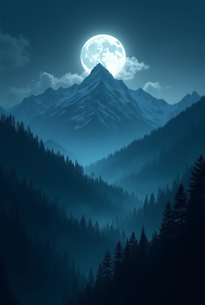 View of the green mountains at night