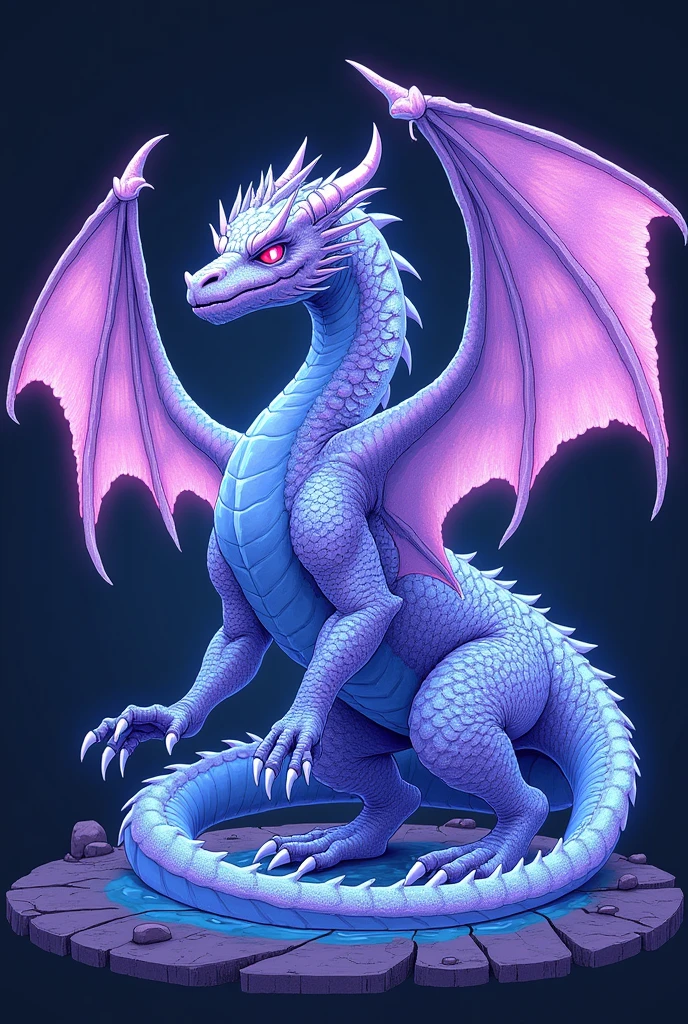 A robust dragon, that the entire body of the dragon is visible, which is phosphorescent lilac and blue,
Without a background and it should be a design like for a t-shirt
