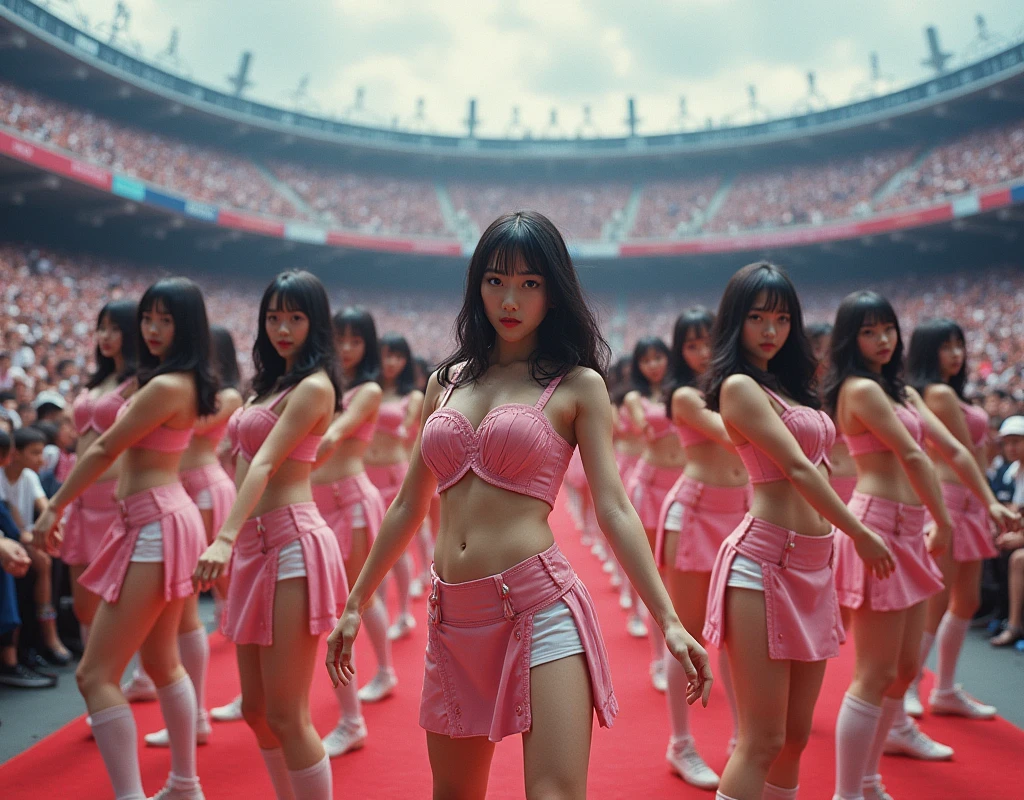 (((((Japanese Clone-girls=Myself))))), (((Super Best masterpiece Clone-girls Raw Photography Art))), (((16K, Highest quality, Ultra-high resolution, RAW Photos))), (((It's so unrealistic., With unparalleled depiction, With an unfathomable sight, An unprecedented and shocking worldview, Clone-girls: In a world of mass reproduction, Ultra-realistic))), (((Japanese Girls, Yokoyama-Yui, 22yo, Small face, Thick black hair, Semi-long hair, Dark Eyes, Mature face, Cute Smile, Smiling face, A gentle gaze, (((Very pleasant look)))))), (((Very beautiful detailed girls, Accurate body structure, Accurate body movements, Very detailed body, (((Super big breasts, Large bulge of ample breasts)))))), (((Nogizaka46 - Idol group stage costumes, Short skirt, hour々I can see your pants, Cleavage Emphasis, Emphasise the fullness of your breasts))), ((((((((Very detailed, Myself cloning, Depiction of splitting oneself, 1Myself girl→1,000,000,000,000,000,000,000,000,000,000Myself cloning girls)))))))), (((((((Myself clone-girlsから, Myself keeps multiplying, (Very detailed and intricate, To the exact, Flawless, (((In the same female body,With the same face, With the same hairstyle, In the same clothes, At the same height, 同じSuper big breastsである))), In a detailed depiction), 1,000,000,000,000,000,000,000,000,000,000 people))))))), (((((Myself girls only))))), (((((1,000,000,000,000,000,000,000,000,000,000Myself girls))))), (((((Very detailed depiction, A singing and dancing Myself idol group, On a large outdoor stage, A gorgeous, full-body dance performance, Over 100 people, Gaze into the audience, Fun and powerful singing, Dance with unified group movements))))), (((Very detailed, The auditorium is packed, The whole audience is Myself's crowd, Dressed differently from idol groups))), (((((The camera focuses on idol groups., Clear and accurate perspective depiction, Ultra-wide field of view, wide view, Focus on the average value of the image))))), The best dance performance ever, Myself and the others were going crazy and the atmosphere was at its peak.