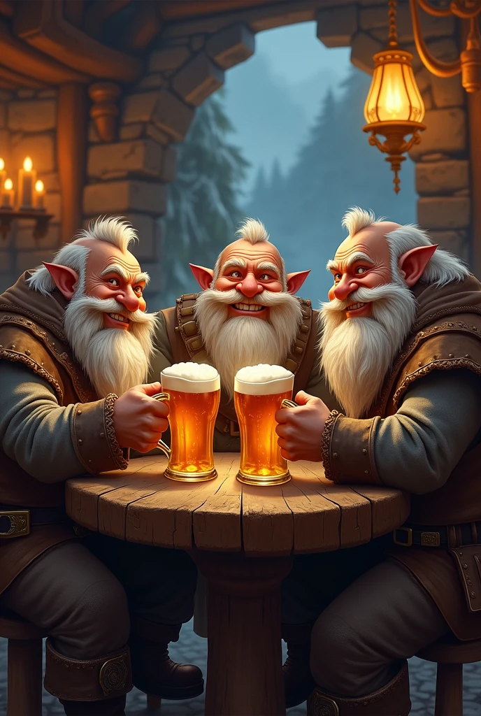 Three dwarfs with beer
