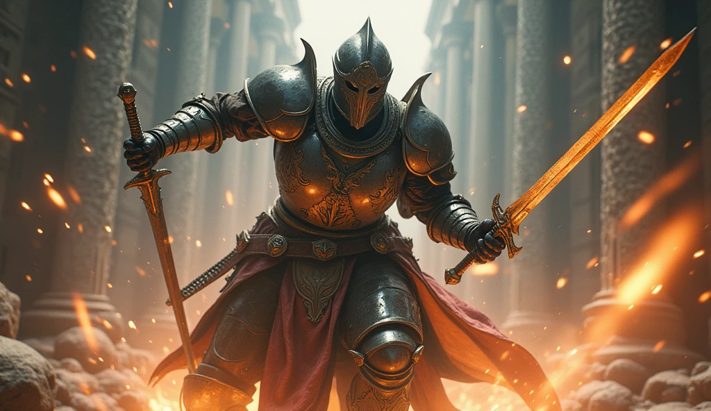 Realistic photos, RAW Photos, temple knight, shining sword, attacks viewer, Powerful movements, jump on prey, ((Dynamic jump)),
temple knight approaching from above, sudden approach, Bad-tempered, dynamic Shot from grand, lightning magic,High resolution, masterpiece, Highest quality, Intricate details, Very detailed, Clear focus,texture, Delicate eyes, Professional, 4K,Shallow and deep, Kodak Vision Color, Exactly, Very detailed, photograph_\(Extremist\), photographpractical, practical, Post-processing, Maximum details, Roughness, Real Life, Extremist practical, Photorealism, photographgraphy, 8K Ultra HD, photographgraphy