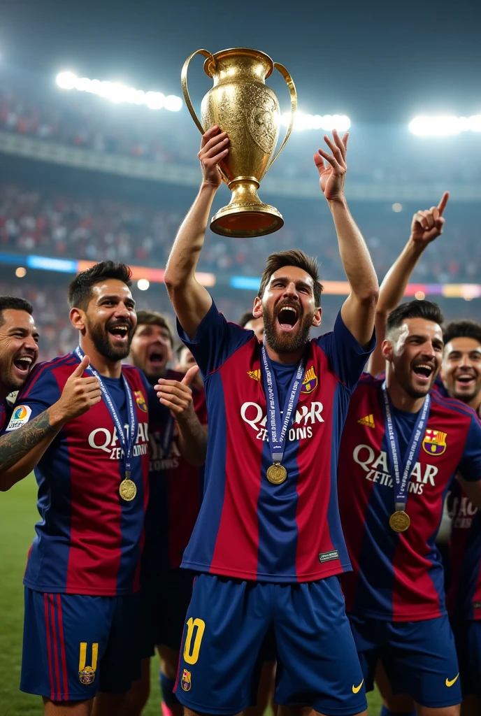 Messi lifting Copa Libertadores River Plate