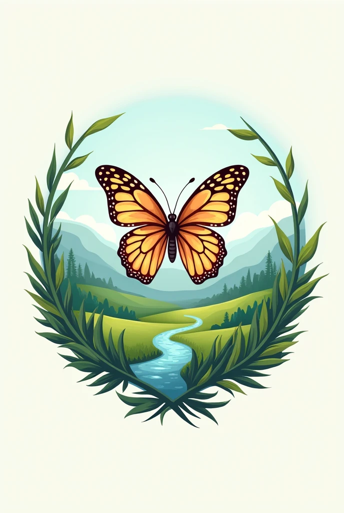 Create me a logo. For a company that has the following characteristics: a butterfly with a beautiful landscape, and Turecamgua Sas 