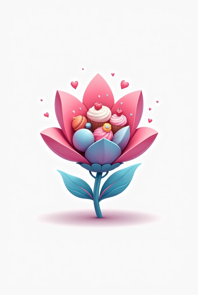 Create professional animated logo Diceria Pink and Blue Flower Sweets