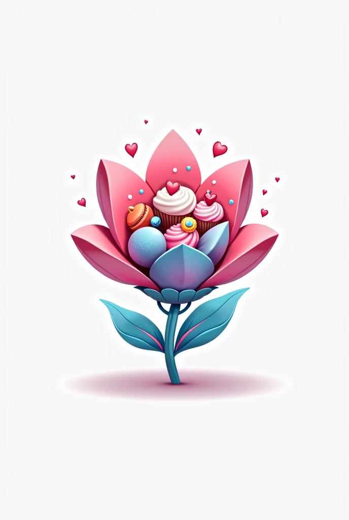 Create professional animated logo Diceria Pink and Blue Flower Sweets