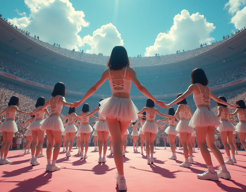 (((((Japanese Clone-girls=Myself))))), (((Super Best masterpiece Clone-girls Raw Photography Art))), (((16K, Highest quality, Ultra-high resolution, RAW Photos))), (((It&#39;s so unrealistic., With unparalleled depiction, With an unfathomable sight, An unprecedented and shocking worldview, Clone-girls: In a world of mass reproduction, Ultra-realistic))), (((Japanese Girls, Yokoyama-Yui, 22yo, Small face, Thick black hair, Semi-long hair, Dark Eyes, Mature face, Cute Smile, Smiling face, A gentle gaze, (((Very pleasant look)))))), (((Very beautiful detailed girls, Accurate body structure, Accurate body movements, Very detailed body, (((Super big breasts, Large bulge of ample breasts)))))), (((Nogizaka46 - Idol group stage costumes, Short skirt, hour々I can see your pants, Cleavage Emphasis, Emphasise the fullness of your breasts))), ((((((((Very detailed, Myself cloning, Depiction of splitting oneself, 1Myself girl→1,000,000,000,000,000,000,000,000,000,000Myself cloning girls)))))))), (((((((Myself clone-girlsから, Myself keeps multiplying, (Very detailed and intricate, To the exact, Flawless, (((In the same female body,With the same face, With the same hairstyle, In the same clothes, At the same height, 同じSuper big breastsである))), In a detailed depiction), 1,000,000,000,000,000,000,000,000,000,000 people))))))), (((((Myself girls only))))), (((((1,000,000,000,000,000,000,000,000,000,000Myself girls))))), (((((Very detailed depiction, A singing and dancing Myself idol group, On a large outdoor stage, A gorgeous, full-body dance performance, Over 100 people, Gaze into the audience, Fun and powerful singing, Dance with unified group movements))))), (((Very detailed, The auditorium is packed, The whole audience is Myself&#39;s crowd, Dressed differently from idol groups))), (((((The camera focuses on idol groups., Clear and accurate perspective depiction, Ultra-wide field of view, wide view, Focus on the average value of the image))))), The best dance performance ever, Myself and the others were going crazy and the atmosphere was at its peak.