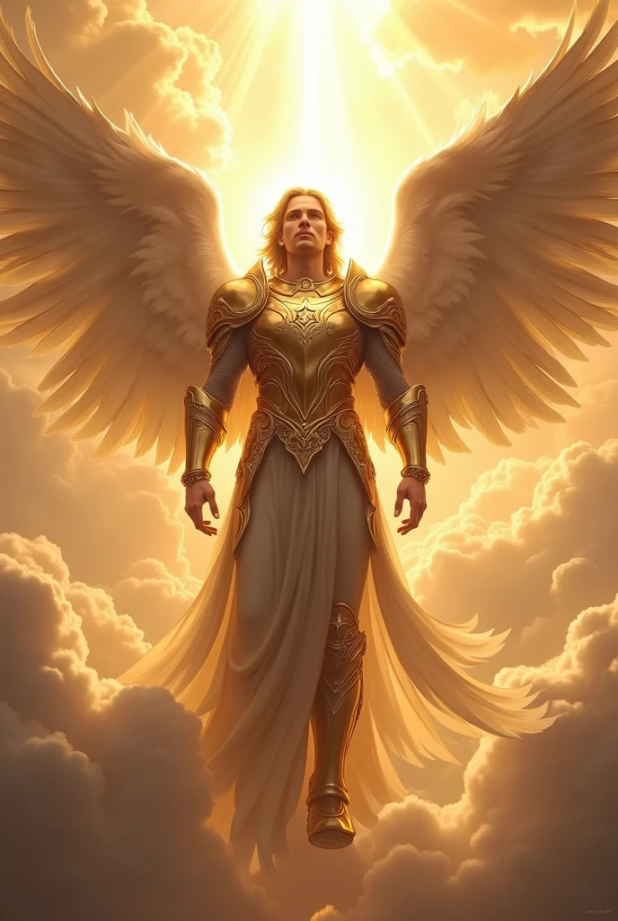 AN ANGEL NAMED MICHAEL IN ARMOR DESCENDING FROM HEAVEN