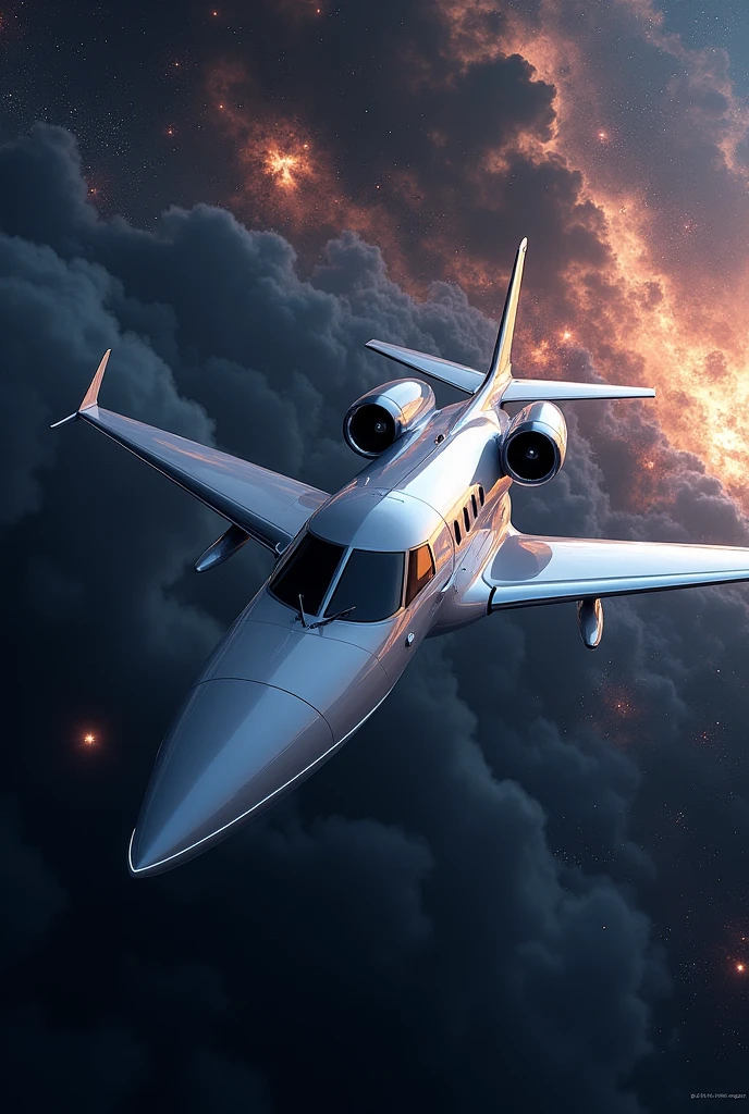Create an private jet that flys through the universe
