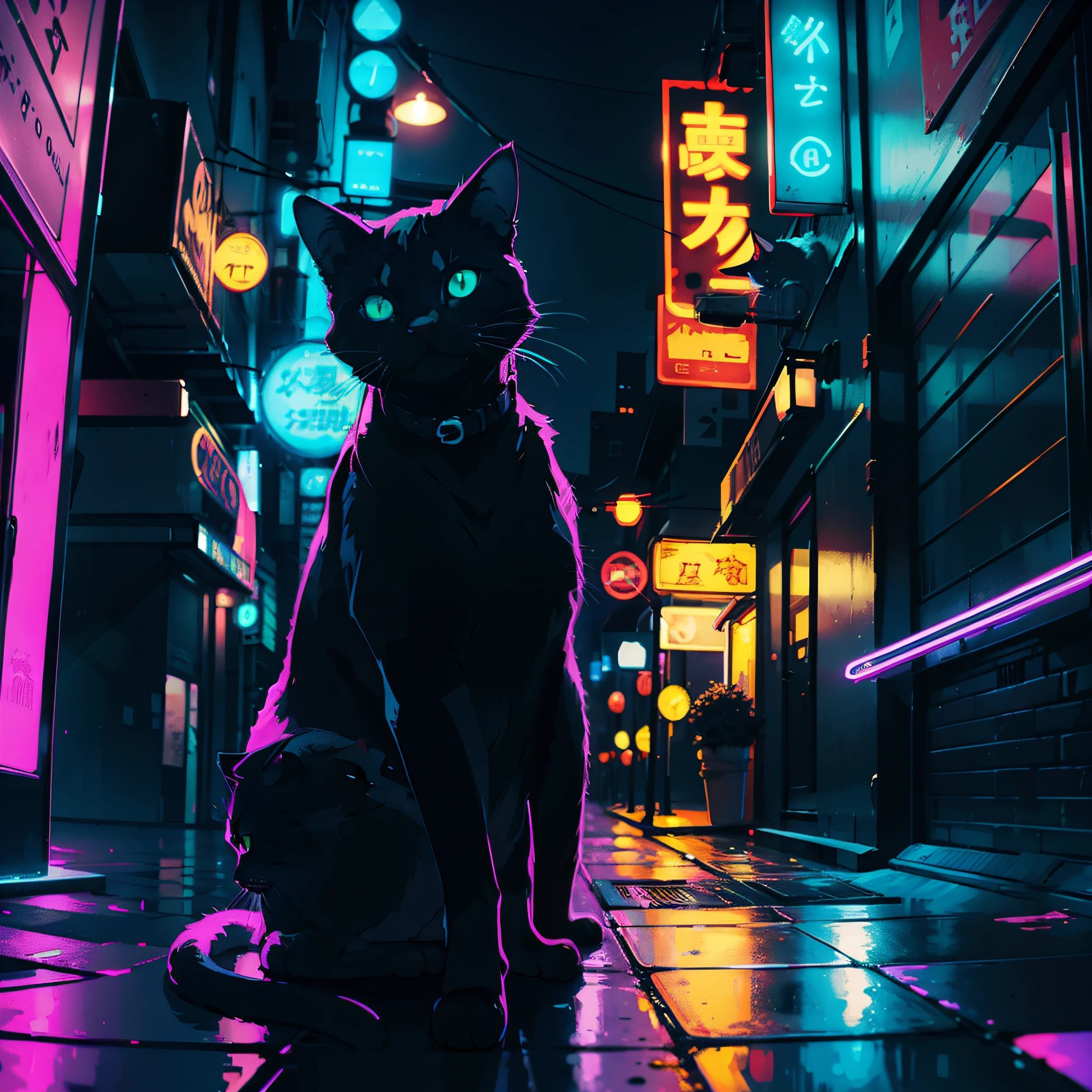 Cat, neon, Cat,