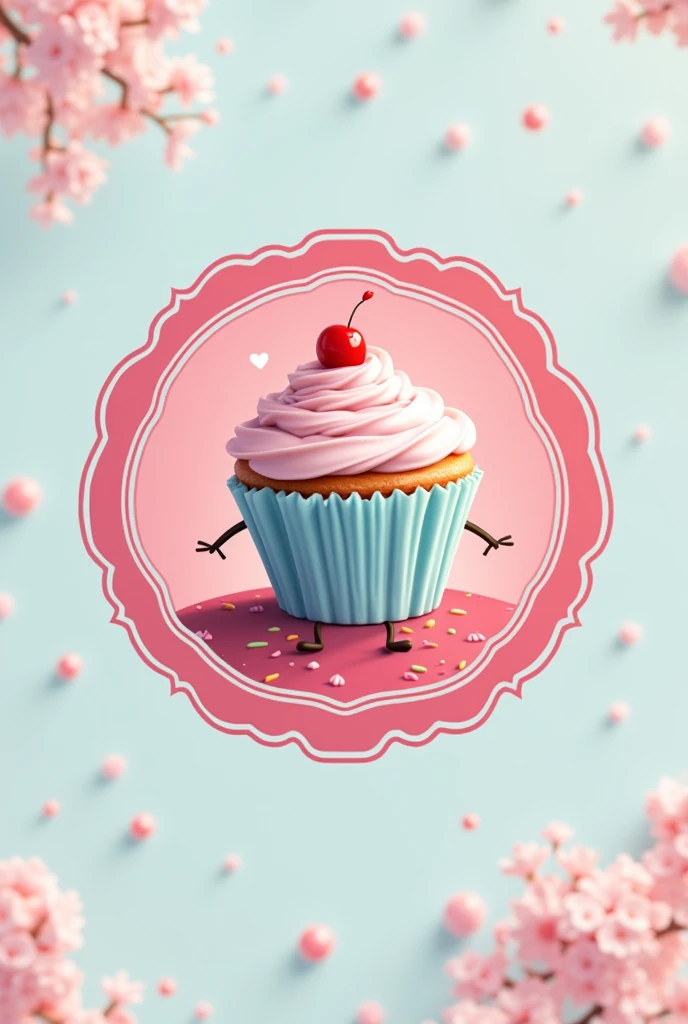 Create animated logo for a professional sweet shop in pink and blue