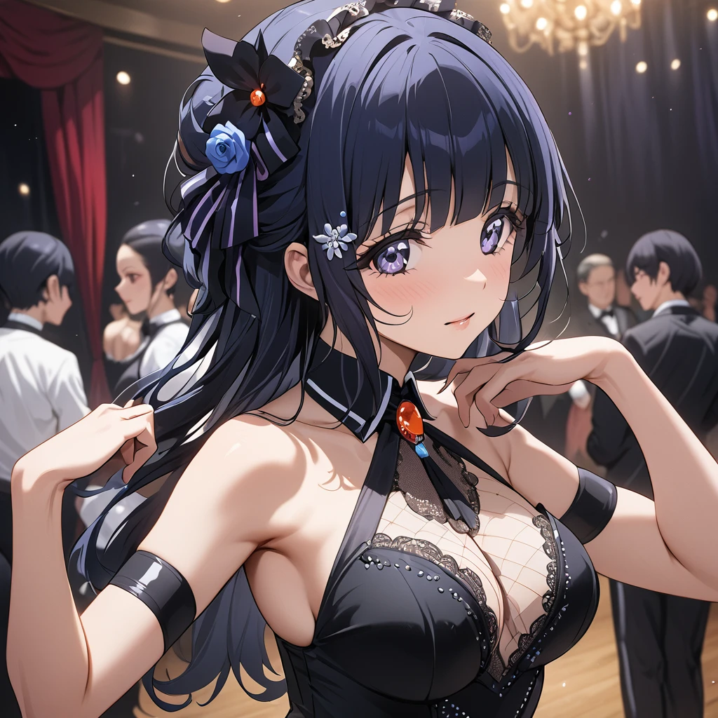 ((Highest quality)), ((masterpiece)), (detailed), （Perfect Face）、The woman is Reika Aoki with semi-long hair、The woman is wearing a cabaret dance costume and dancing a cabaret dance attractively.