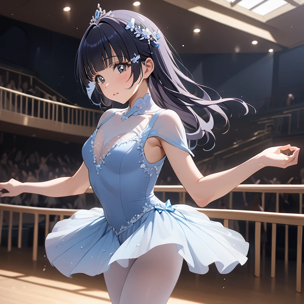 ((Highest quality)), ((masterpiece)), (detailed), (Perfect Face)、The woman is Reika Aoki with semi-long hair、A woman is dancing ballet attractively in a beautiful ballet costume at the ballet venue.