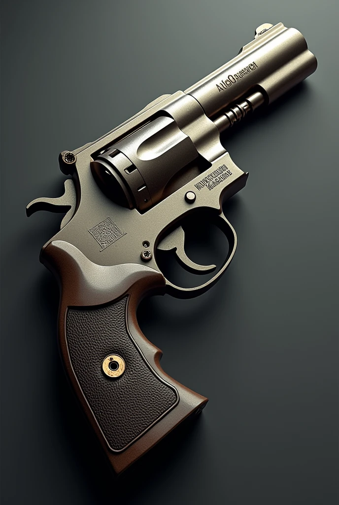 Create an image of a number 44 Create an image of a 44 caliber gun in allusion to 44 years of anniversary specifying the number 44 of the caliber and the age, remembering show the number 44 of the caliber and age