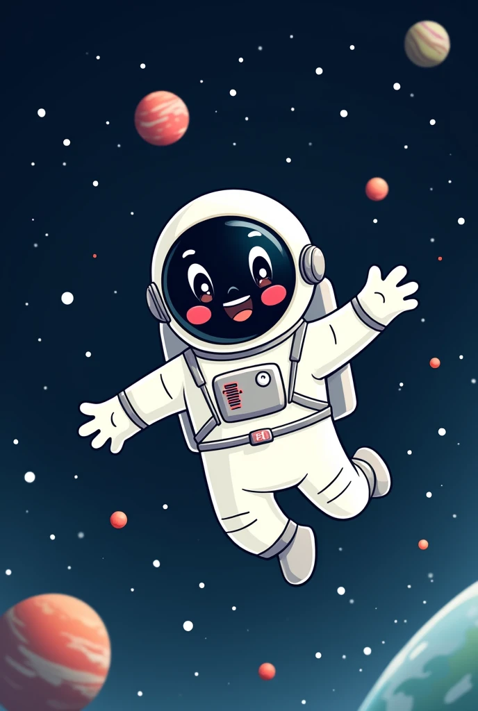 astronaut cartoon white suit flying