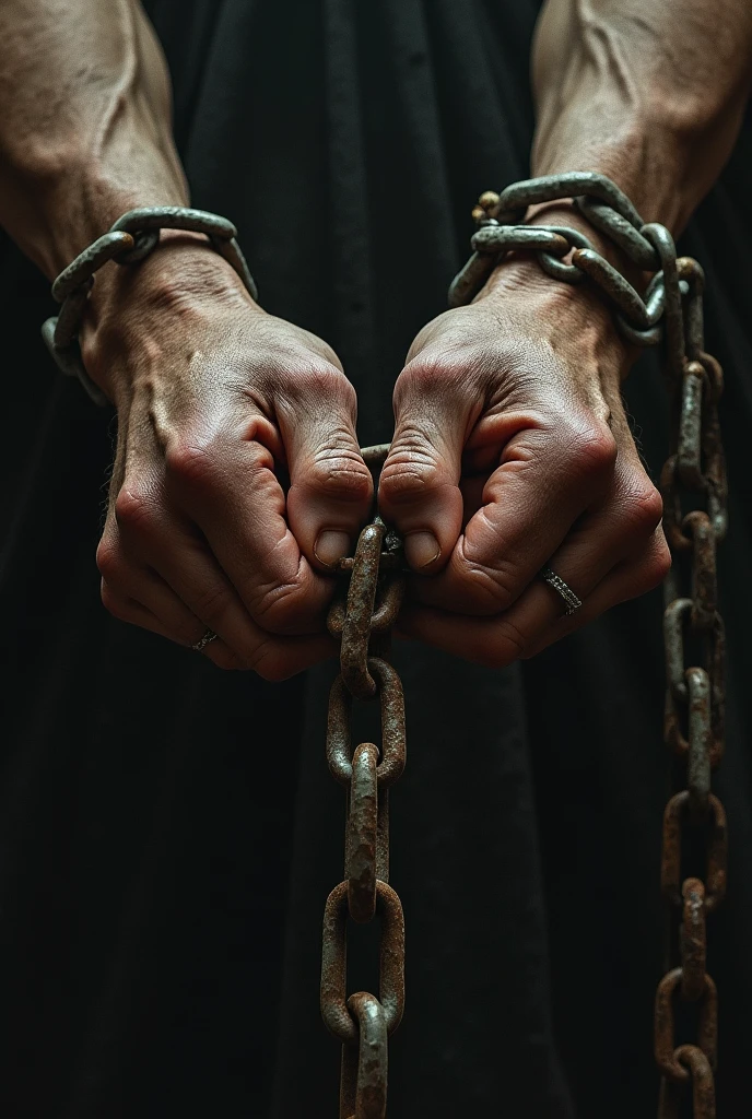 hands breaking chains that held them captive