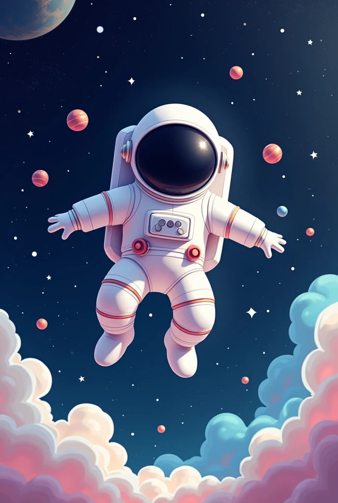 astronaut cartoon faceless white suit flying