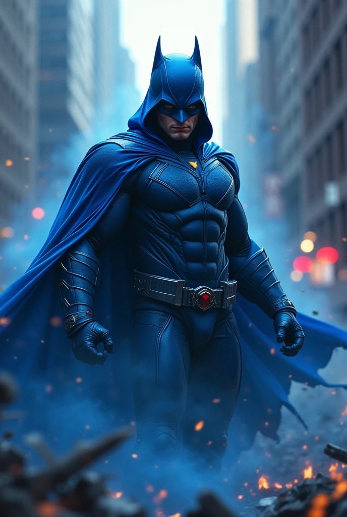 Blue、With a mask on、An original dark hero who defeats the city's evil in spectacular fashion