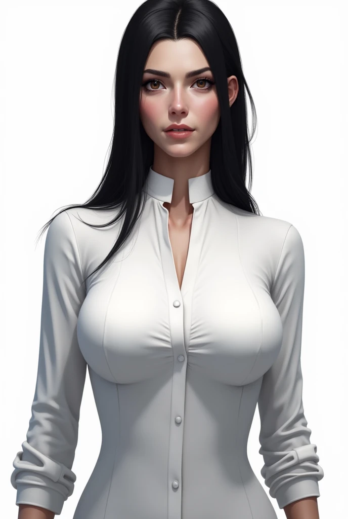 Jeux cover Detroit become human une personnage fille north avec des cheveux long noir avec une chemise toute blanche avec des gros sein