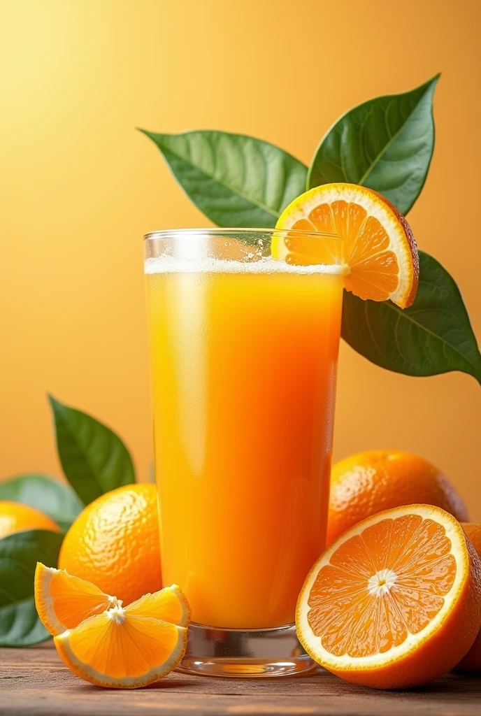 Generate me a poster in Spanish about the sale of orange juice, the benefits it provides to the skin and health, along with images about the orange juice business