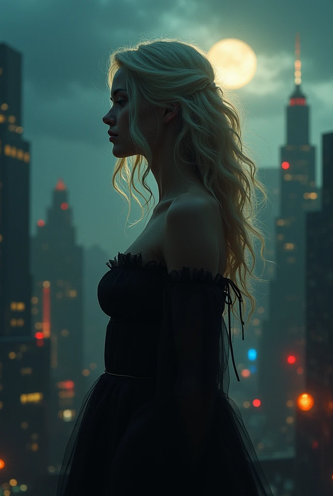 ((Masterpiece in maximum 16K resolution):1.6),((soft_color_photograpy:)1.5), ((Ultra-Detailed):1.4),((Movie-like still images and dynamic angles):1.3) | ((double contact):1.3), ((Beautiful Blonde Female Musician silhoutte effect):1.2), ((Superimposed on Pretty Female):1.1)《dark city sky》Agnes Cecile, Jeremy Mann, Oil and ink on canvas, fine dark art, super dramatic light, photoillustration, amazing depth, the ultra-detailed, iridescent black, superfluous dreams, intricately details, amazing depth, Amazing atmosphere, Mesmerizing whimsical vibrant landscapes, ((Female musician playing guitar):1.5), Maximalism ((beautiful outside, Ugly inside, pressure and pain, beauty and despair, hard and soft, positive and negative, hot and cold, Sweet and sour, Vibrant but boring, Perfect harmony, light and shadows, old and young, Black and white, Corresponding color, loud and quiet, Chaos and peace, life and death):1.2) The complex masterpiece of a real-time engineering leader. | Rendered in ultra-high definition with UHD and retina quality, this masterpiece ensures anatomical correctness and textured skin with super detail. With a focus on high quality and accuracy, this award-winning portrayal captures every nuance in stunning 16k resolution, immersing viewers in its lifelike depiction. | ((perfect_composition, perfect_design, perfect_layout, perfect_detail, ultra_detailed)), ((enhance_all, fix_everything)), More Detail, Enhance. | (((perfect_fingers))), (((perfect_legs))), (((perfect_hands))),