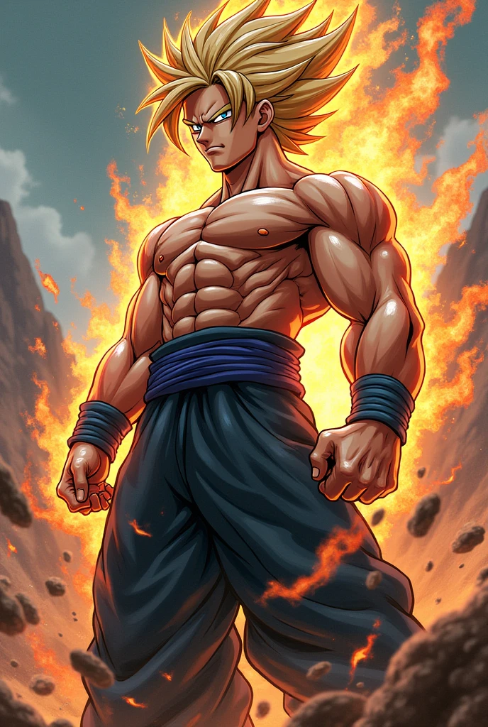 Goku body with tsunade's face( the fifth hokage in Naruto anime)