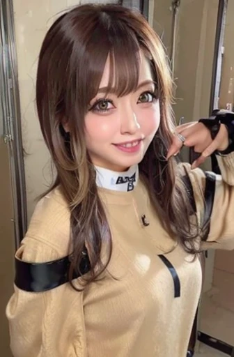 (Highest quality、4K、8k、High resolution、masterpiece:1.2)、Very detailed、(Genuine、Realistic、Realistic:1.3)、Japanese women、Light brown hair、(Hairstyle:random)、(Breast Size:random)、(Body Type:random)、(clothing:random)、(Costume color:Random)、Heavy makeup、Gal Makeup、Cosplay、Captivating smile、upper teeth only、choker