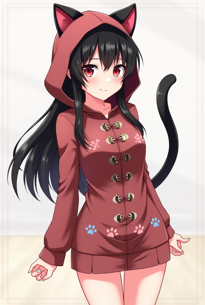 Akame in short kitty clothes