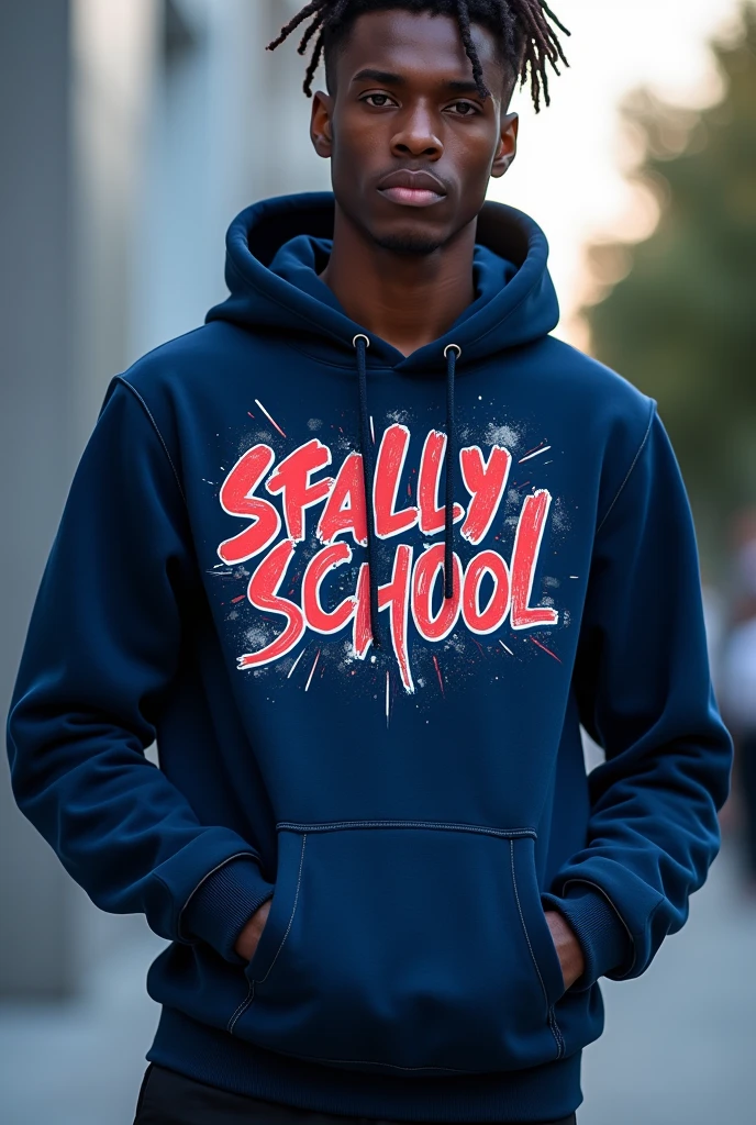 make a school promotion hoodie, of the year two thousand twenty-six, that the main color is navy blue and the font is graffiti type