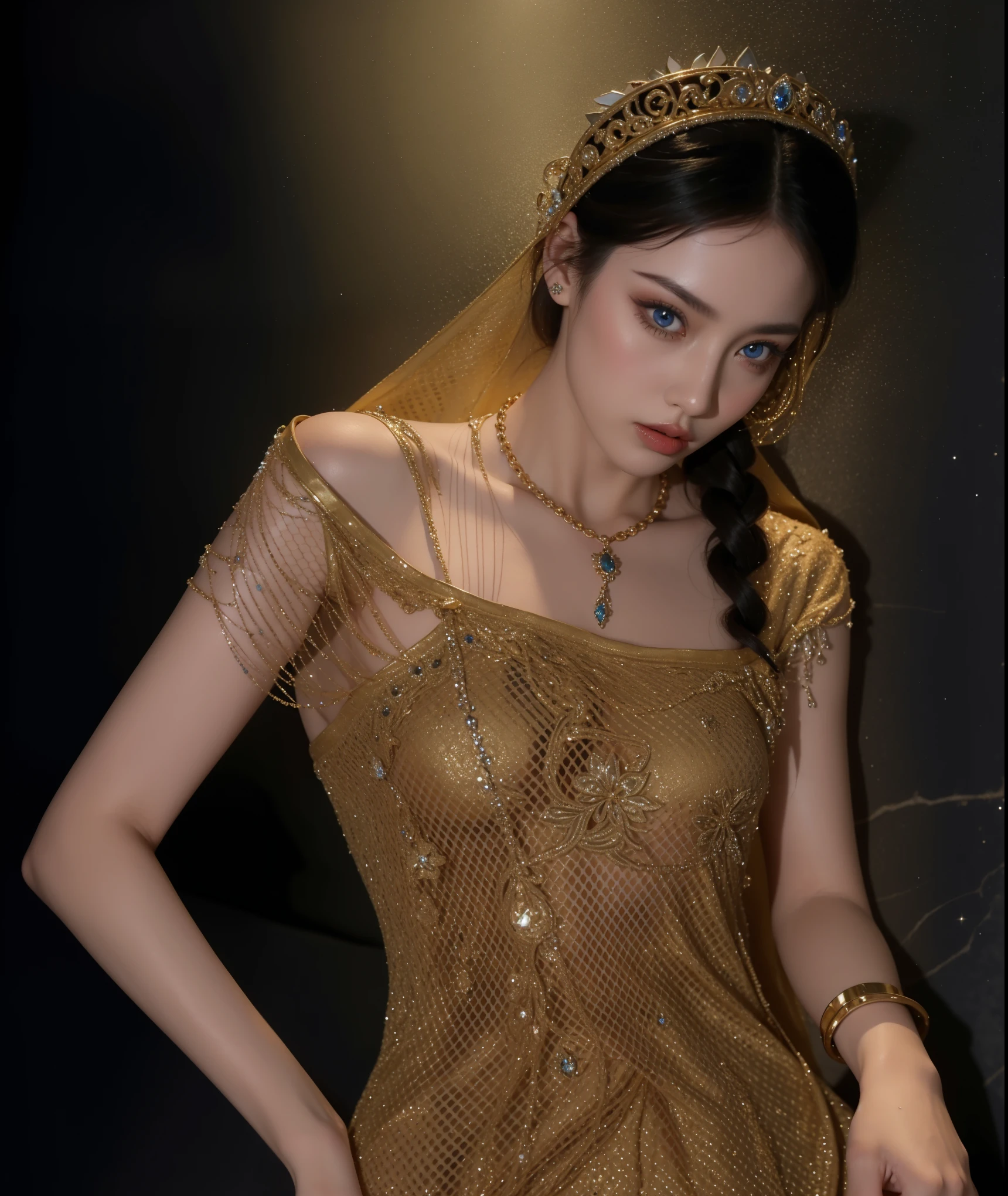 Royal sisters,Exquisite eyes,Frozen Queen,Put the crown on your head,Detailed facial expressions body,Tall and big,Glamorous characters,Leg length,4K,HD,Sensual,White translucent lace,白皙full image,Little cherry mouth,Beautiful and lovely,full image,Glossy Gel Coat,Vampire Queen in luxurious robes,Have a tattoo(Intricate tattoo designs),Ice Princess,Rich facial details,Angel,Eyes are blue(Pupils as deep as the starry sky),Silk printed clothes,Necklace gold,