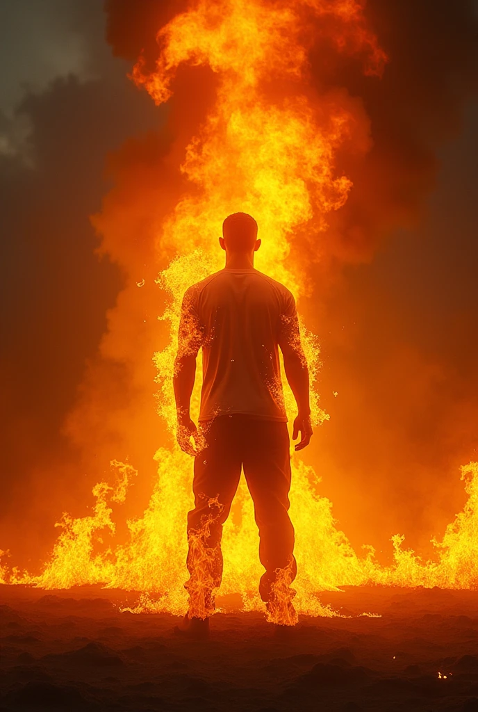 One man in fire